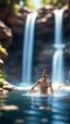 Placeholder: dork swimming in waterfall,bokeh like f/0.8, tilt-shift lens 8k, high detail, smooth render, down-light, unreal engine, prize winning