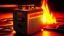 Placeholder: 4k full detail, realistic, émission radio hardrock ac dc firestarter terminator flammes en fond