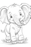 Placeholder: outline art for cute Elephant coloring pages with sitch, white background, Sketch style, full body, only use outline, toddlers style, clean line art, white background, no shadows and clear and well outlined.