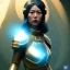 Placeholder: woman, asian, blue, round helmet, decorative color feathers, retro futuristic, latex coat, soft color, highly detailed, art stations, concept art, smooth, unreal engine 5, god rays, ray tracing, RTX, lumen lighting, ultra detail, volumetric lighting, 3d, finely drawn, high definition, high resolution.