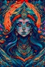 Placeholder: create an abstract impressionist, ethereal, darkly magical lithographic print illustration of an epic female Andalusian sorceress with highly detailed and deeply cut facial features