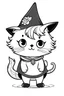 Placeholder: Out line art for cute cat coloring pages with witch, white background, sketch style, full body, only use outline, cute real cat style, clean line art, white background, no shadows and clear and well outlined