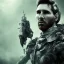 Placeholder: lionel messi perfect face and portrait post-apocalypse perfect cyborgs in a footbal stadium, sci-fi fantasy style, 8k,dark