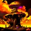 Placeholder: A fantabulous black, orange, and yellow (((mushroom tower house))) erected atop a (geologic pillar), surrounded by the uncanny imaginative ((( swirling skies))), offset by the stark hues of a (neon-tinged nebulous space scape), within. captured by the hand a skilled master painter with a focus on (softly blurred compositions and voluminous lighting).