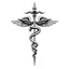 Placeholder: caduceus symbol with two serpent coiling around a staff, concept art