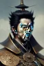 Placeholder: Detailed young samurai man, black hair, black leather armor, intricate details, full body portrait, keep head in frame, black Japanese motif, concept art, highly detailed, digital painting, concept art, sharp focus, illustration, art by greg rutkowski and alphonse mucha and artgerm, HDR, octane render