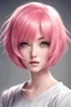 Placeholder: beautiful young woman with short pink hair style anime