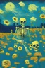 Placeholder: happy skeleton field of flowers by van gogh