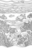 Placeholder: A cute serene underwater scene with gentle sea creatures, Coloring page for kids, cartoon style, thick outline, low details, no shading, no color