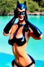 Placeholder: Catwoman on holiday in her batman bikini and toned