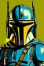 Placeholder: Mandalorian portrait looking straight, pop art