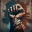 Placeholder: A clenched fist- Art - Tradition - Revolution - Dictator - Mural - Freedom - People, digital art, 4k, full details, high resolution, cinematic