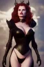 Placeholder: Geena Davis as evil queen in black leather, leather, busty, cleavage, angry, rage, stern look. character design by cory loftis, fenghua zhong, ryohei hase, ismail inceoglu and ruan jia. unreal engine 5, artistic lighting, highly detailed, photorealistic, fantasy