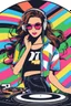 Placeholder: Photograph super model pretty girl with headphones playing music on a turntable, dj rave party disco club