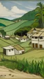 Placeholder: A white simple village with eyes painted by Paul Gauguin