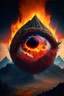 Placeholder: Flaming eyeball with mountains inside