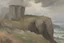 Placeholder: cloudy grey day, few distant cliffs, philosophic and trascendent influence, unforgettable landscape, rocks, videgame landscapes influence, epic, one person, distant mountains, rodolphe wytsman, jenny montigny, and friedrich eckenfelder impressionism paintings