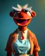 Placeholder: Waist up Portrait, hybrid character, waitress woman with monster muppet mask that covers her entire head, retro style, Sesame Street style, smooth, unreal engine 5, god lights, ray tracing, RTX, lumen lighting, ultra detail, volumetric lighting, 3d.