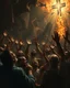 Placeholder: Bosch painting style, nightmare , a lot of sinners people suffering in hell crying for mercy and forgiveness looking up with hands up, dramatic, great quality picture with cinematic scenes