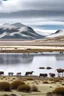 Placeholder: paisaje del sur argentino, con lago, día frio y nevado, incluyendo varios animales autóctonos bien definidos.