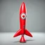 Placeholder: red rocket cartoon stylized 3d