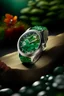 Placeholder: Create a captivating image of an aventurine dial watch surrounded by elements of nature, with soft natural light illuminating the scene, symbolizing the seamless integration of luxury and the organic world."
