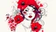 Placeholder: ink design, flower woman, red