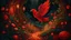 Placeholder: Night Magical slavic garden with lush greenery and a beautiful stone winding path. There is only one creature the Firebird. The feathers of the Firebird are vibrant red, orange, and gold, each one glowing with an otherworldly brilliance.