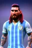 Placeholder: Realistic Messi Argentina soccer player Portrait, mid shot view, concept art, art station, 3d, photo studio, blue clean background, unreal engine 5, ray tracing, RTX, lumen lighting, ultra detail, volumetric lighting.