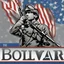 Placeholder: The text "Bolivar appreciates its veterans" with some blue stars and an American flag and a silhouette of a soldier. None of the components of the image should look plastic.