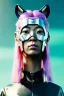 Placeholder: portrait, Asian cyborg woman, samurai warrior :: symmetry photography, cyberpunk style, cyborg eyes, pink hair, wires conveying, perfect eyes, samurai helmet, tiger mask, black samurai army, katana, japanese traditional ornaments, pink, white, black, glow eyes, cinematic, Ultra realistic, dark scene, soft color, highly detailed, unreal engine 5, RTX, ultra detail, 3d, finely drawn, high definition.