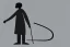 Placeholder: digital illustration of a blind man,black background , holding cane