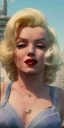 Placeholder: Marilyn Monroe, in full growth, smokes a cigarette, cyberpunk2077, photorealistic, 8k