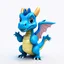 Placeholder: 3D cartoonish cute blue dragon character big head full body, small wings, pastel colors, plain white background