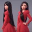 Placeholder: portrait only hitomi tanaka, long black hair, red dress, full body, 8k, highly realistic, octane render,