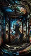 Placeholder: A fine line draw ,ultra-maximalist 8K digital surrealism epic depicting window light in dark colossal suspended within an infinite labyrinth of parallel stained-glass mirrors, hollow mirrored collages, and inverted glass mosaics, each surface fractured by recursive Fibonacci geometry and glitching reflections that refract into endless dimensions. The figure’s visage—half porcelain, half cybernetic—is carved from kaleidoscopic crystal Doodle surrealism void trippy collage hybrid recusive render 3
