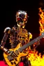 Placeholder: Firestarter robot terminator hardrock with a guitar. Seems angry against humans. Flames all around