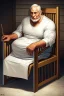 Placeholder: an old wrinkled woman sitting on a wooden chair, half dressed in dropped cloth, she is on display in a high end white art gallery, she is quite and no emotions, the original painting of Venus is on display on the wall, .ultra realistic photo,. highly detailed 32k, strange and weird modern art creation, surrealistic image