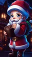 Placeholder: Chibi santa-claus hug big Chocolate in 8k sticker, style of fairy academia, neon lights, intricate details, highly detailed, high details, detailed portrait, masterpiece,ultra detailed, ultra quality