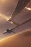 Placeholder: make a plane flying over a city throwing some sahara dust