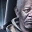 Placeholder: Morgan Freeman sad and crying in hoodie cyberpunk very detailed cinematic unreal engine photo realistic