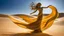 Placeholder: dancing statue of a wind-blown sand lady (made of sandstone):1.7; amazing reflections, circular swoosh, dynamic, cinematic, dramatic, cam in motion, swirl dynamics, deep low angle, summer heat, vivid sand and chartreuse colors, bright tone, sharp shadows, black outlines, immersed in motion