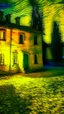 Placeholder: A light yellow ruins with aura light painted by Vincent van Gogh