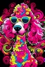 Placeholder: pink poodle in percy jackson style , fun colorfull, psychedelic