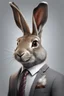 Placeholder: Anthropomorphic hare in a grey suit and hyper-realistic 8K tie