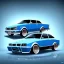 Placeholder: Vector car, blue, sedan, modern, highly detailed, brand