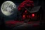 Placeholder: Creepy trees, creepy night, moon, cabin, red flowers, background pc