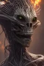 Placeholder: evil predator with crown, alien, brutal face, tron, head, burn eyes, 8k, finely detailed, dark light, photo realistic, hr giger, cyberpunk