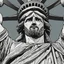 Placeholder: line toned, hedcut, wsj style, statue of Jesus of Liberty with a beard and wearing a cross and hanging from a cross, The statue male, hyperdetailed intricately detailed photoillustration ink drawing dystopian 8k resolution entire body of the statue is in the picture. digital illustration telephoto lens photography , same colors as the us treasury's one dollar bill, crucified"