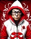 Placeholder: Gustavo Petro anthropomorphic 2d in white and red ninja hoodie